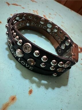 ⭐️ Good Works Black Studs & Gems Faux Leather Bracelet Magnet Clasp